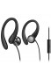 Philips Sportkopfhörer A1105BK/00 mit Mikrofon In Ear Kopfhörer (Flexible Ohrbügel Bass-Beat-Öffnung IPX2 schweißresistent Sicherer Sitz Inline-Fernbedienung) Schwarz - 2020/2021 Modell