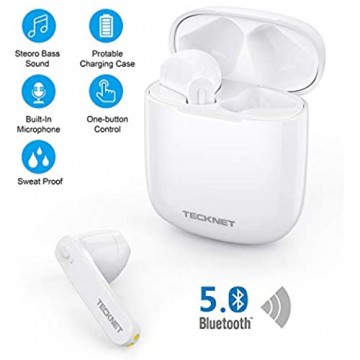 TECKNET TWS Kopfhörer Bluetooth 5 0 Bluetooth Kabellos Earbuds In Ear Ohrhörer Noise Cancelling True Wireless Headset mit Portable Ladecase 40H Spielzeit Hi-Fi Stereo Sound und Mikrofon