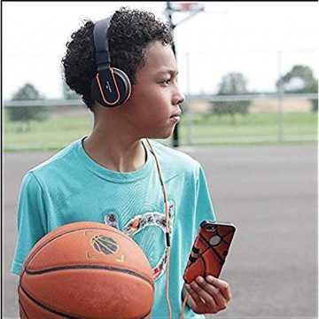 AILIHEN Kinder Kopfhörer mit Kabel Mikrofon 85dB Lautstärkeregler Faltbarer Leicht Kinderkopfhörer 3.5mm Jungen Mädchen On-Ear Headsets für Schul Chromebook Handys Tablets (schwarz orange)