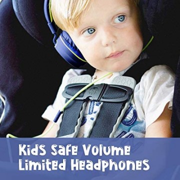AILIHEN Kinder Kopfhörer mit Kabel Mikrofon 85dB Lautstärkeregler Faltbarer Leicht Kinderkopfhörer 3.5mm Jungen Mädchen On-Ear Headsets für Schul Chromebook Handys Tablets (Blau Grün)
