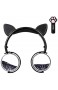 Katzenohr Kopfhörer Faltbarer Kopfhörer über dem Ohr für Mädchen und Frauen leuchtende Bling-Sterne kabelgebundenes Headset mit 3 5-mm-Stecker Mädchen Geschenk (Schwarz)