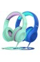 Kinder Kopfhörer Mpow CH6 Kopfhörer für Kinder mit 85dB Lautstärkeregler Schalter Over Ear Ohrenschützer Faltbar Lebensmittelqualität Material Mikrofon für Smartphone Tabl 2 Packungen (blau + grün)