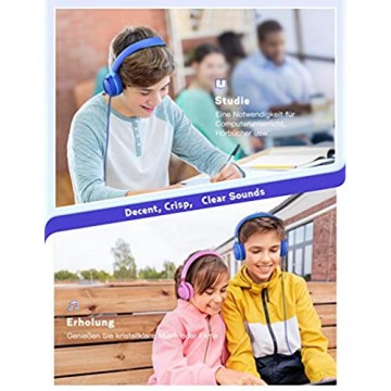 Kinder Kopfhörer Mpow CHE1 kopfhörer Kinder 94 dB Lautstärkebegrenzung Kabelkopfhörer für Jugendliche mit Lautstärkebegrenzung Faltbare einstellbare für Schule Reise Kompatibel mit Handys Tablets PC