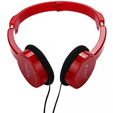 Kopfhörer Kinder Kopfhörer für Kinder mit Laustärkebegrenzung Gehörschutz Ohrenschützer Faltbar Lebensmittelqualität Material Mikrofon für Smartphone Tablet Laptop Computer (Rot)