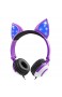 Kopfhörer kinder Sunvito kopfhörer mädchen 85dB Volumen kopfhörer kinder mit kabel für mädchen mit katzenohren Faltbar cat ear On Ear headphone (Lila)