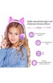LOBKIN Kopfhörer Kinder Katzenohr Kopfhörer mit Leuchtender LED Faltbarer Leichter-Kopfhörer Kinder mit 3.5mm Audio Kable für Smartphone Tablet IPad Laptop Computer MP3/4 (Purple+Pink)