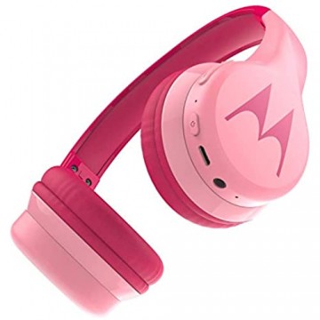 Motorola Squads 300 - Bluetooth Kinderkopfhörer - 24Std. - Begrenzter Lautstärk mit 85 dB Flexibel und langlebig Gehörschutz und Musik-Sharing-Funktion Anti-Allergie-Kissen (BPA-frei) - Rosa
