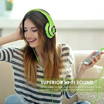 On Ear Kopfhörer AUSDOM Faltbare Headphone mit Mikrofon Wired Over-Ear Headset Leicht Studiokopfhörer mit HiFi Stereo für iPhone iPad Samsung Huawei HTC TV Laptop Tablet