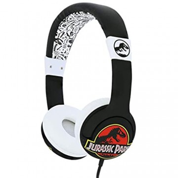 OTL Technologies JUNIOR Kinder Kopfhörer Jurassic Park (gepolsterte Bügel Lautstärke Begrenzung auf 85 dB buntes Comic Design für Jungen und Mädchen) Schwarz