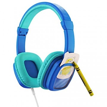 Planet Buddies Kinder kopfhörer Lautstärkeregulierung mit austauschbaren Tierkärtchen im Lieferumfang enthalten On-Ear-Kopfhörer Kinder ideal für Reisen Schule Telefon Tablet und Kindle Blau