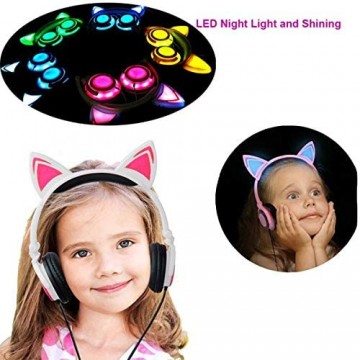 Sebasty LED-Licht-Kopfhörer-Katze-Ohr-Headset Mit USB Gebührenpflichtiger Faltbarer Kopfhörer for Kinder Jugendliche Erwachsene Kompatibel for Tablet Computer Handy (Farbe : C)