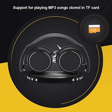 Tosuny Über Ohr Kopfhörer Faltbarer Bluetooth Kopfhörer mit Kabel Kompakter Stereo HiFi Kopfhörer mit verstellbarem Kopfbügel unterstützung TF-Karte