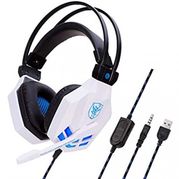 USB verdrahtete LED 3.5mm Spiel-Kopfhörer-Kopfhörer mit Mic für PS4 / Xbox ONE/iPhone(Weiß)