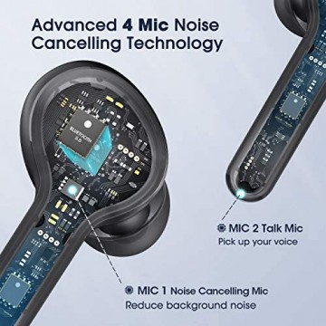 Bluetooth Kopfhörer In Ear Kabellose Kopfhörer Mpow M9 4-Mic CVC 8.0 Noise Cancelling Sports Kopfhörer Ohrhörer in Ear mit Bass Stereo/IPX8/40Std/Touch Sensoren/USB-C-Ladebox/Three Modes