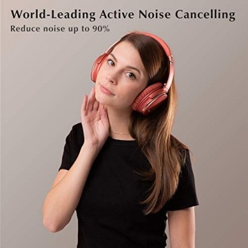 Hybrid Active Noise Cancelling Kopfhörer Faltbar Kabellos Bluetooth 5.0 Srhythm NC35 Over-Ear mit USB-C Schnellladung CVC8.0-Mikrofon Sprachanruf 40+ Std. für iOS Android TV PC (Orange Korallen)