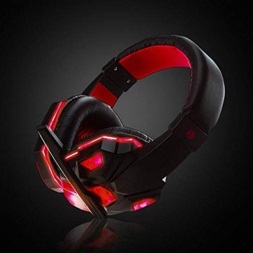 KK Timo Kopfhörer USB Gaming Headset for Gamer Wired Stereo-Sound Noise-Cancelling-Kopfhörer for Computer-Phone Xbox One Mit Led (Color : Red)