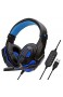 XZYP Gaming-Kopfhörer USB-Kabel Mit Noise-Cancelling Mikrofon Mute & Volume Control Für PC Laptop Computer Black+Blue