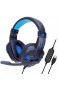 YONGCHY Headset 3 5 Mm Verdrahtet Über Ohr-Kopfhörer Noise-Cancelling-Kopfhörer Mit Mikrofon LED-Licht-Lautstärkeregler AUX + USB Gaming Für Desktop-PC Blau