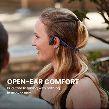 AfterShokz OpenMove Wireless Bone Conduction Headphones Bluetooth Sweat Resistant Earphones with Mic for Sport Elevation Blue
