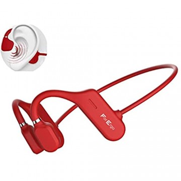 Bluetooth Knochenschall direktionale Audio Kopfhörer Open Ear Sport Anruf Mikrofon Kabellos Wireless Wasserdicht Headphones Musik (Rot)