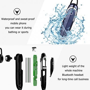Hemobllo Kabellose Stereo-Ohrhörer Single-In-Ear-Kabelloser Kopfhörer Sport Wasserdichtes Kabelloses Headset für Den Täglichen Reisesport (Blau)