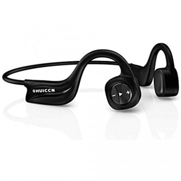 HUICCN Knochenschall Kopfhörer Bluetooth IP68 Wasserdicht Open Ear 8GB Conduction Kopfhörer mit Geräuschunterdrückung Mikrofon für Sport Schwarz