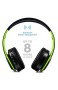 KINGCOO Drahtloser Kopfhörer Over-Ear Faltbarer Sport und Laufendes Bluetooth Stereo Kopfhörer mit Mikrofon für iPhone iPad und alle Bluetooth fähigen Geräte Unterstützungs TF Karte (Schwarz/Grün)