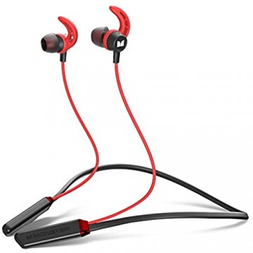 Monster iSport Bluetooth Kopfhörer In-Ear Sport kopfhörer mit Bluetooth 5.0 10 Stunden Wiedergabezeit HD Mikrofon IPX5 Wasserschutzklasse Magnetische Ohrhörer (Rot)