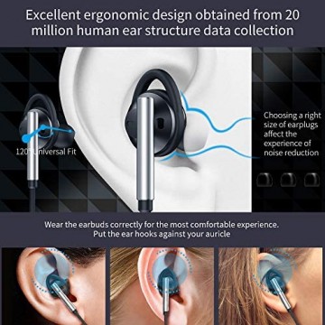 Nuomaidi Bluetooth Kopfhörer In Ear Bluetooth 5.0 Sport Kopfhörer Wireless Ohrhörer Noise Cancelling Kopfhörer ANC HiFi Stereo Drahtlose Headphones-Schwarz