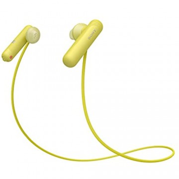 Sony WI-SP500 Kabelloser Sport Kopfhörer (Bluetooth IPX4 wasserfest bis zu 8 Stunden Batterielaufzeit Freisprechfunktion) Gelb